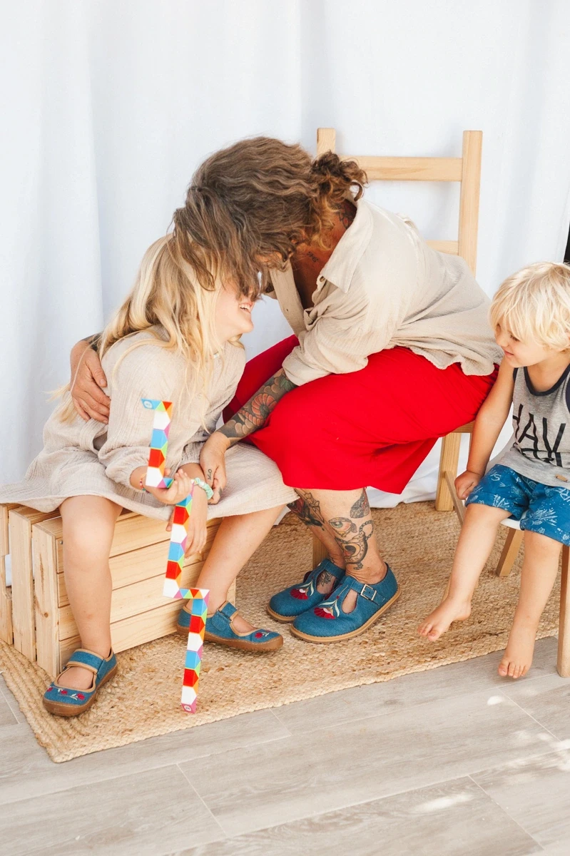 Босоногие балетки Sambas the bambas Sambarina Claveles — джинсовые, фото 8