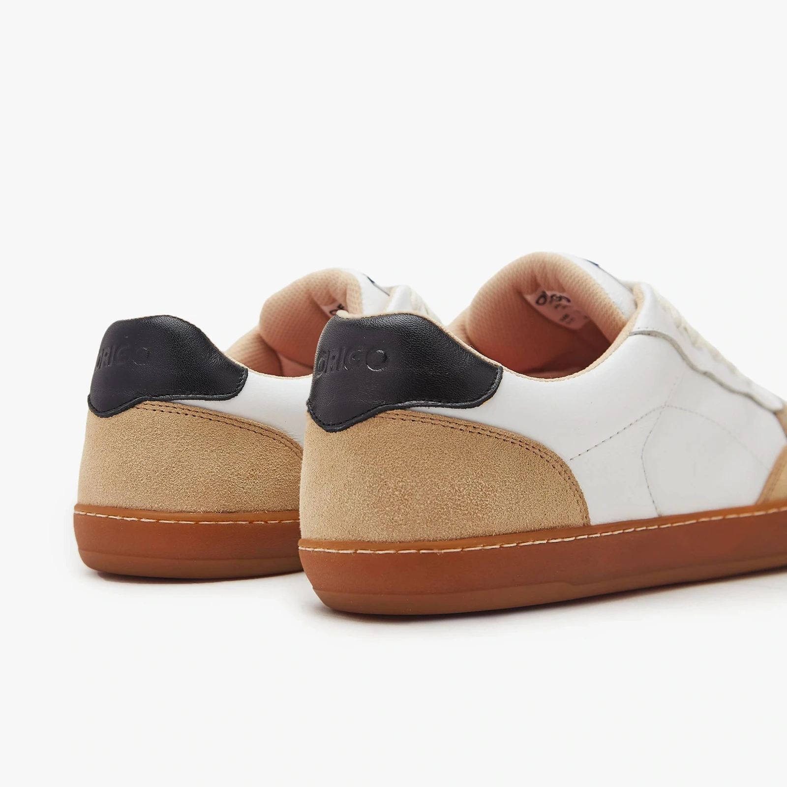 Босоногие кеды Origo Modern Retro Sneaker — белый с бежевой замшей, фото 6