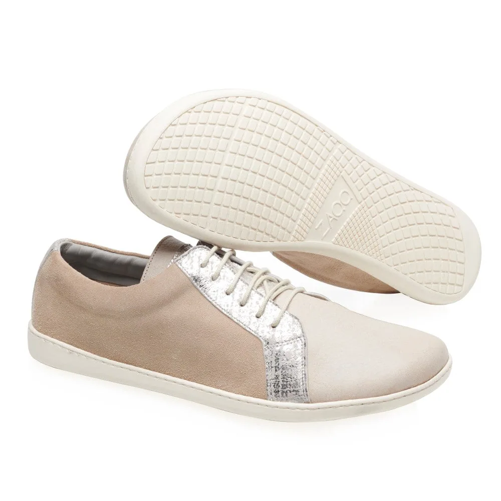 Женские кроссовки ZAQQ QORE Low Silver (бежевые с серебристой полосой), фото 2