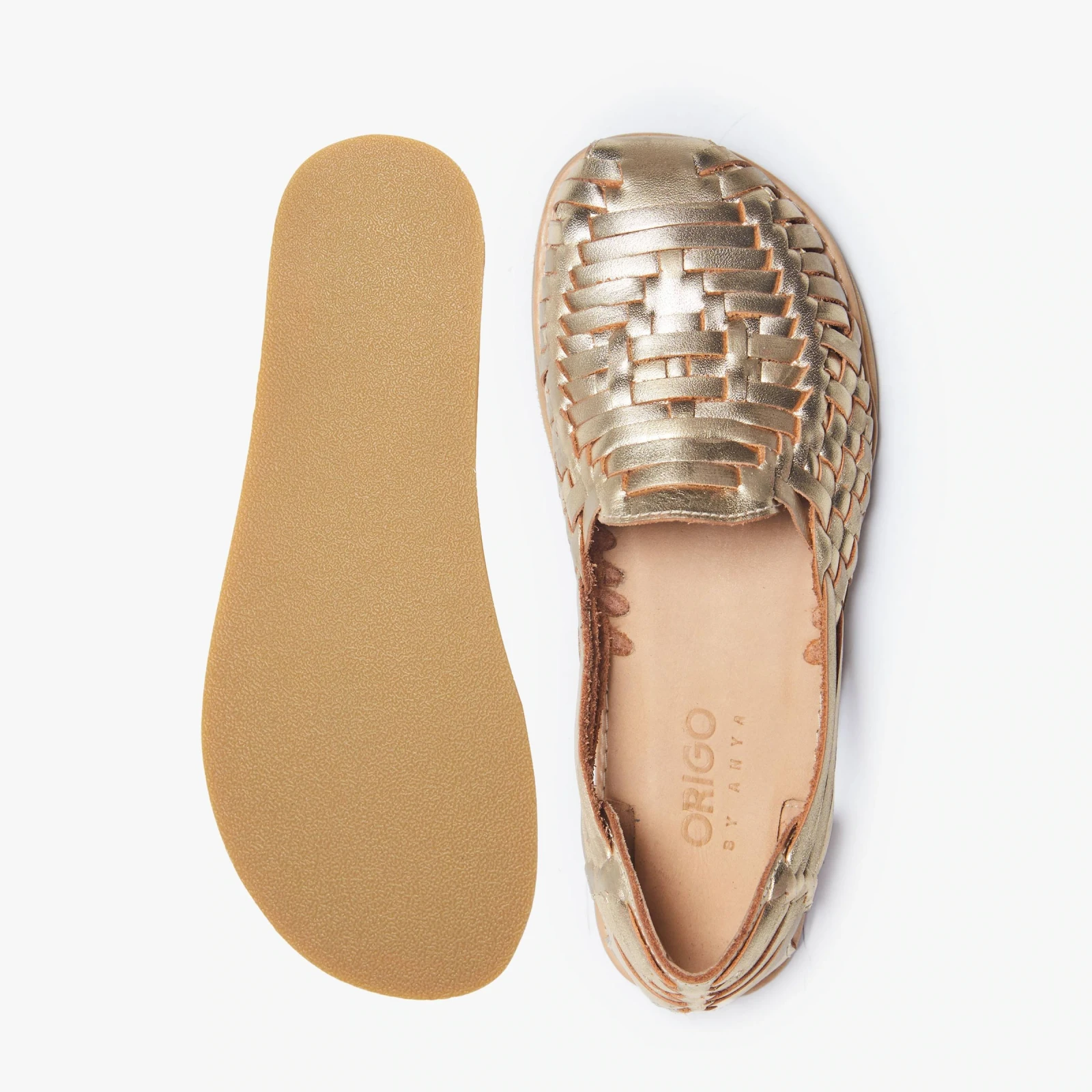 Босоногие сандалии Origo Huarache Slip-On Wide by Anya — золотистый, фото 7