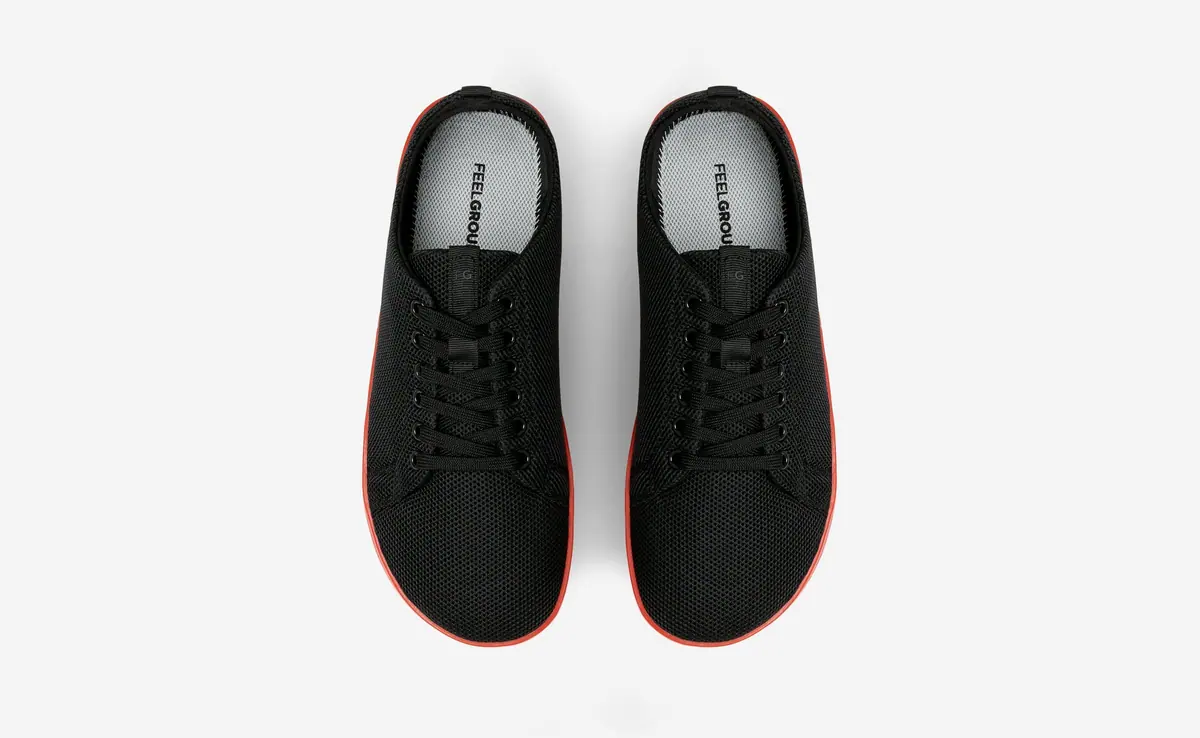 Босоногие кроссовки Feelgrounds Original Mesh — чёрный и красный, фото 3